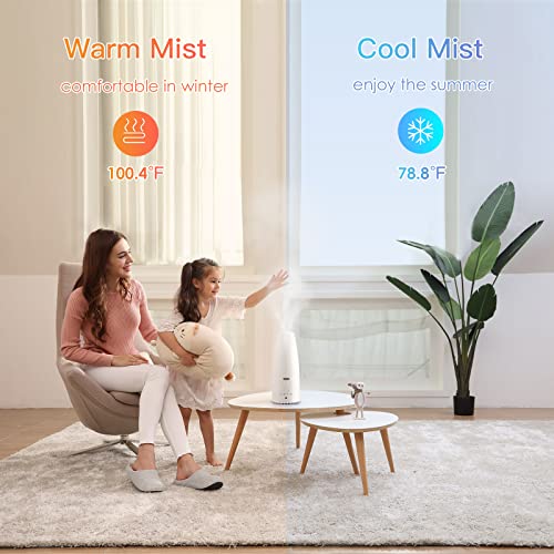 Elecameier Warm And Cool Mist Humidifier For Home/Bedroom With Remote Control 2.3L Smart Air Humidifier For Desk/Office/Bedroom 25Db Whisper Quiet With Auto Shut Off #TOP1