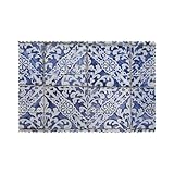 Portugiesische Fliesen – Azulejo-Tischsets mit blau-weißem Blumenmuster, 6er-Set – Hitzebeständige Tischsets für den Essbereich | 30 x 45 cm Küchenmatten