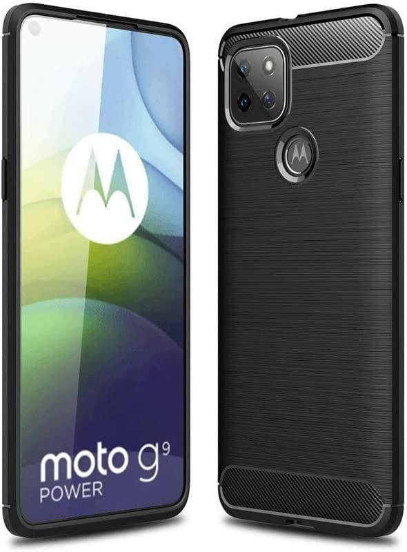 Image of Hybrid Carbon Fiber Back Case for Moto G9 Power (Black)