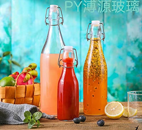 Image of Clip Top Preserve Bottles - 2 Pack of 500ml Clear Glass Bottles with Airtight Stoppers, Swing Top Bottles for Beer Brewing, Wine, Condiments, Beverages, Oil, Vinegar (Pack of 2)