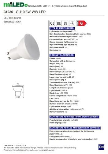 Kanlux GU10 LED Light Bulbs 8W – Pack of 10 | 690 Lumens Warm White | 100° Beam Angle | Non-Dimmable | Energy Saving Spotlights for Home & Office – 220-240V - Image 8