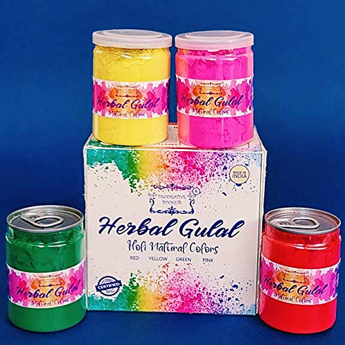Decorative Buckets HOLI COLOR POWDER |HOLI POWDER, COLOR POWDER, HERBAL HOLI GULAL|PACK OF 4 ORGANIC COLOR POWDER CANS for holi festival|color wars|color Fun Runs|Birthday Parties|Photography Smoke|Natural color powder, holi colors