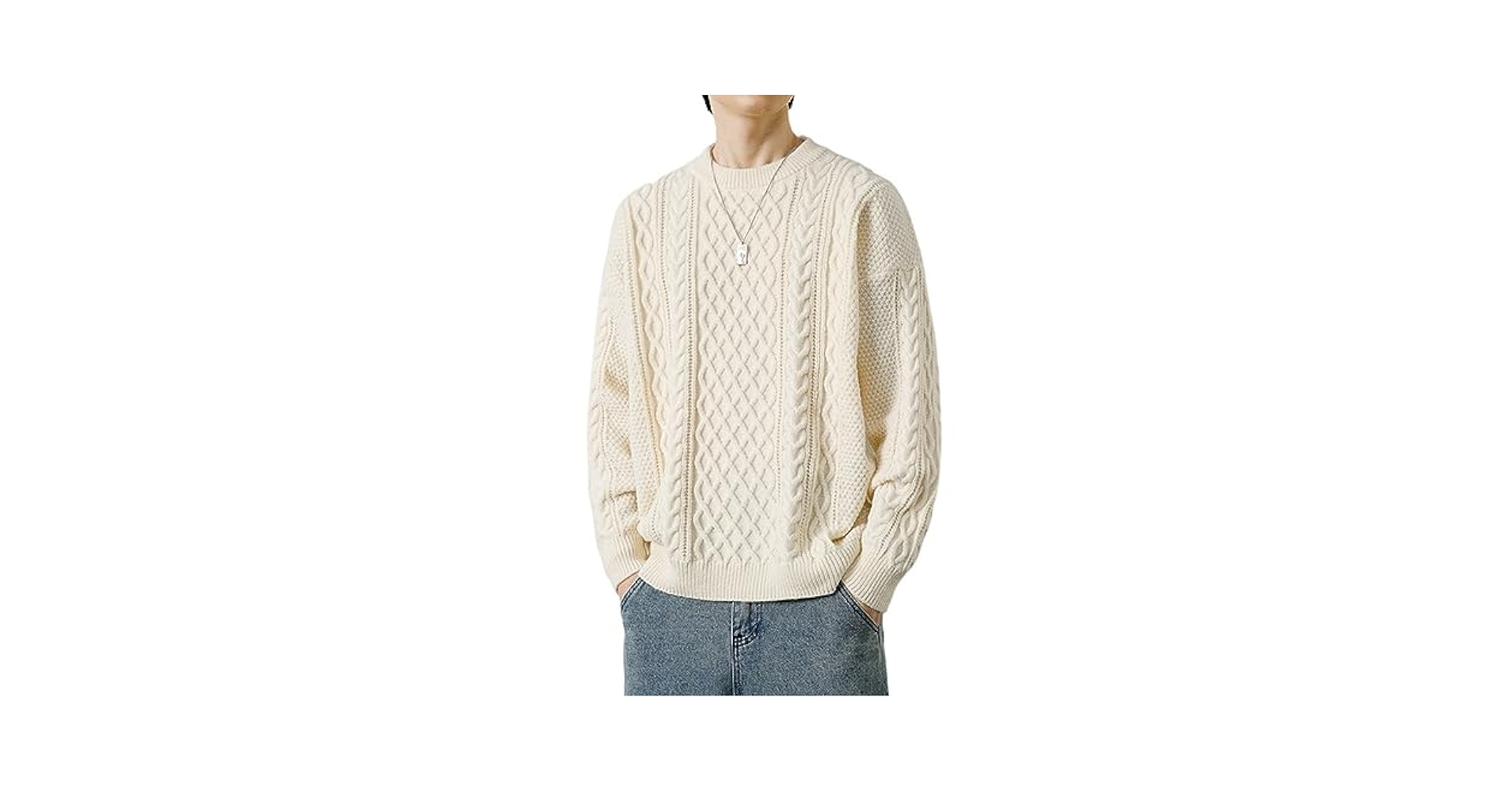 Amazon.com: Men's Solid Color Cable Knit Sweater Vintage