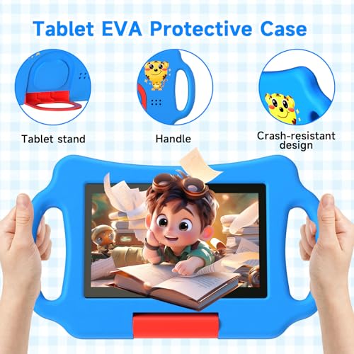 Image of Vyrolina Kids Tablet 7 Inch 4GB RAM 32GB Memory, Lightweight Shockproof Case,Long Battery Life, Parental Control, WiFi Dual Camera for Kids Ages 3-7, Nice Present Gift (Blue)