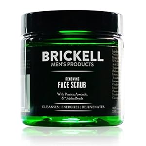 Brickell Men’s Renewing Face Scrub for Men, Natural and Organic Deep Exfoliating Facial Scrub Formulated with Jojoba Beads, Coffee Extract and Pumice, 118 ml, Scented