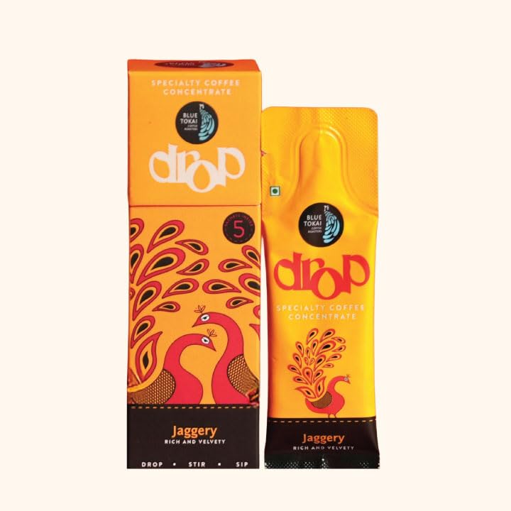 Image of Blue Tokai Coffee Roasters Drop Jaggery | Liquid Coffee Concentrate | 100% Arabica | Ready to Use Coffee | Hot or Cold | Pack Of 5 Sachets | 20ML Each | Instant Coffee | Specialty Coffee Concentrate