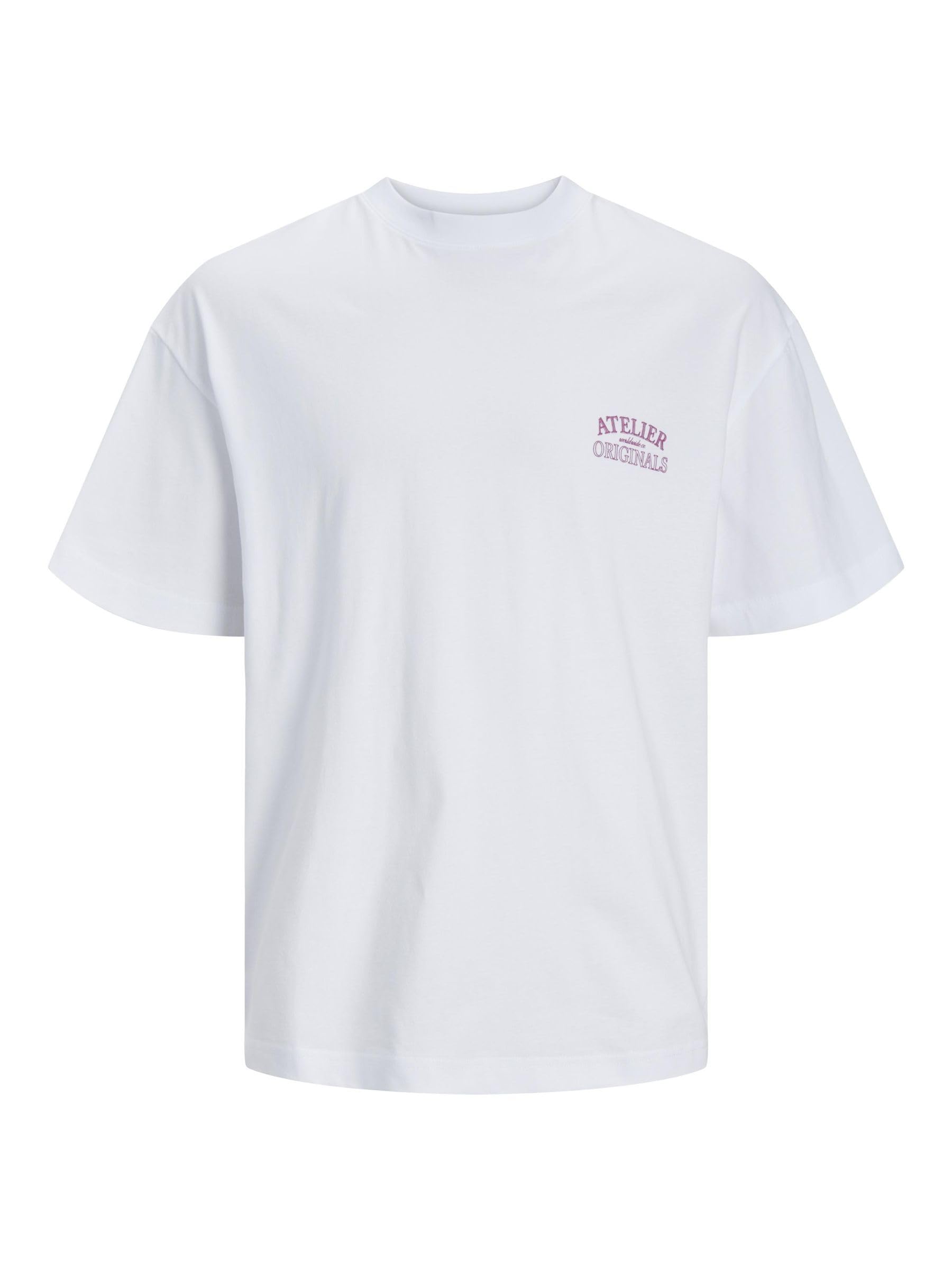 JACK & JONES Men's Jorsantorini Back Tee SS Crew Neck Sn T-Shirt, Bright White, M