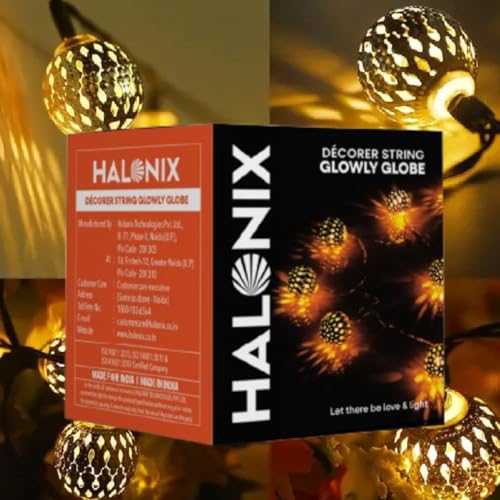 Image of Halonix Plastic Decorer Glowly Globe 15 Bright Led String Light | Diwali Light | Christmas Light | Wedding Light | Festive Lights for Home Decoration (Warm White, 4 Meters)