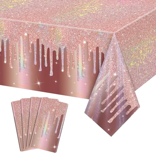 APUXXJUPA Paquete de 4 manteles color oro rosa, 130 x 220 cm,