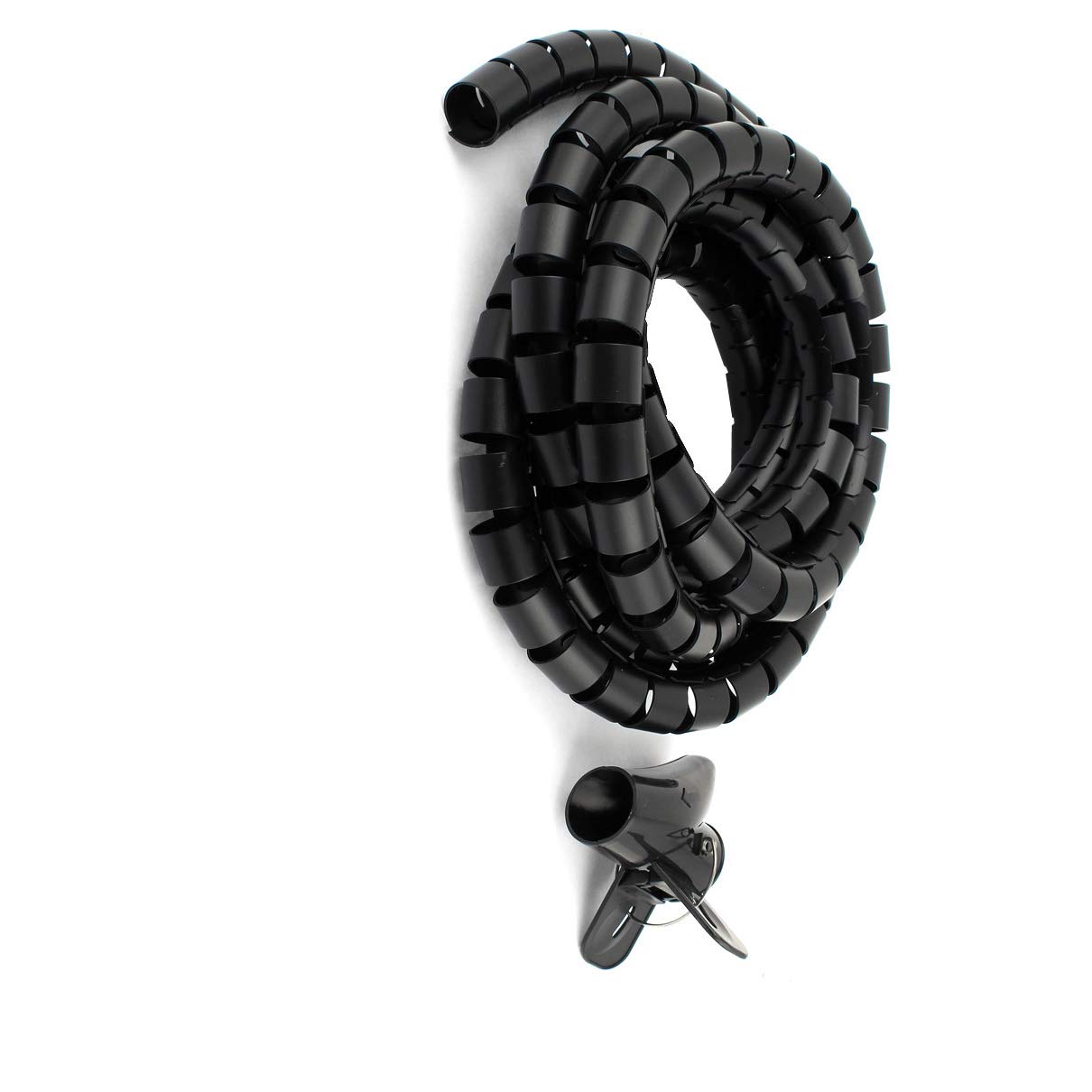 Aexit Spiral Tube Tube Fittings Cable Wire Wrap Cord Management w Clip Microbore Tubing Connectors 30mmx3meter Black