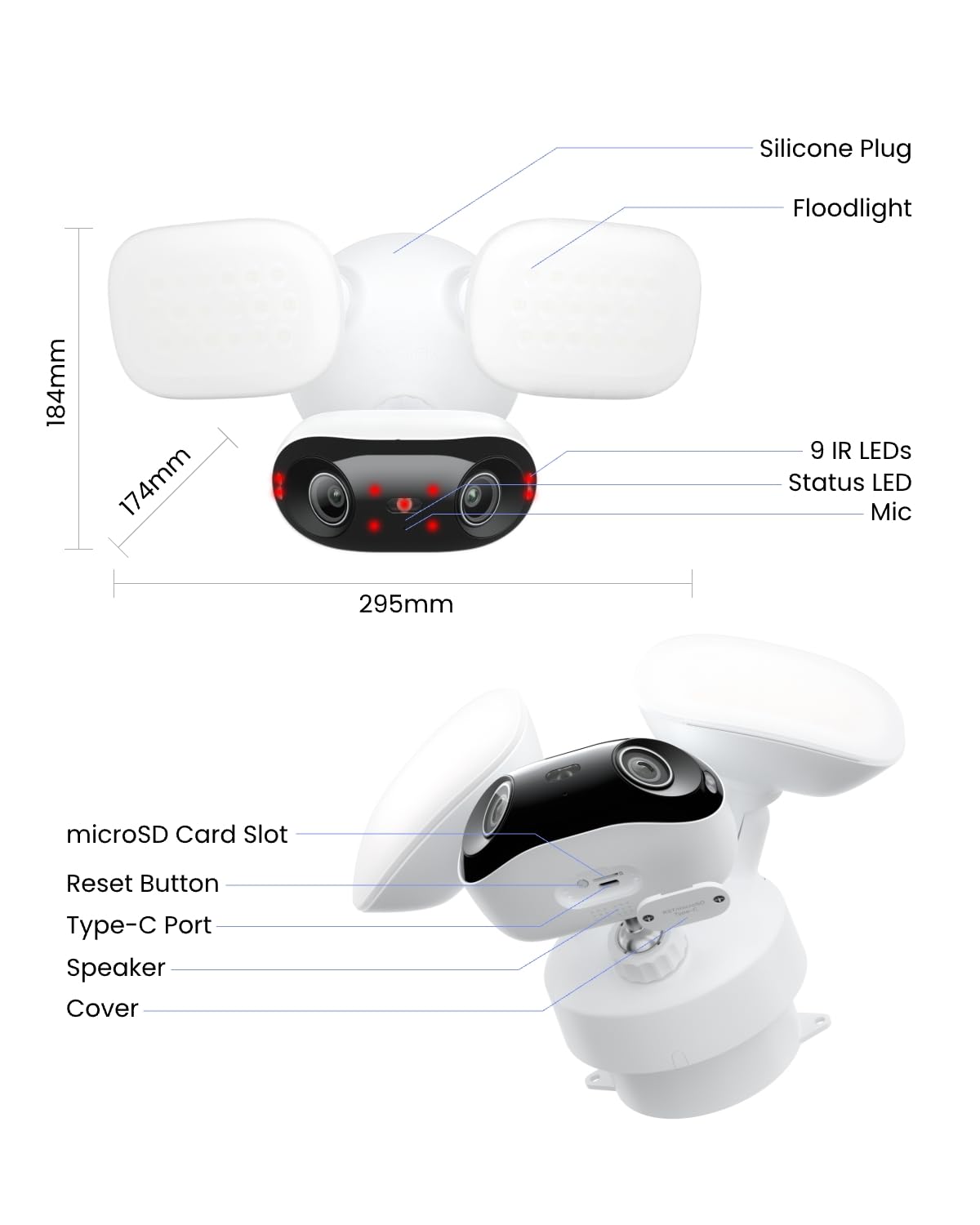Kamera zewnętrzna Reolink 4K Wi-Fi 6 z reflektorem 3000 lumenów, przewodowa kamera Wi-Fi z widokiem 180°, ściemniane światło (3000K~6000K), inteligentne wykrywanie, Elite Floodlight WiFi