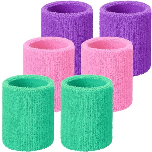 Image of Willbond Wrist Sweatbands, Sports Sweatbands for Competition, Sweat Absorbent, for Basketball, Tennis, Football, Running and Work (Pack of 6)