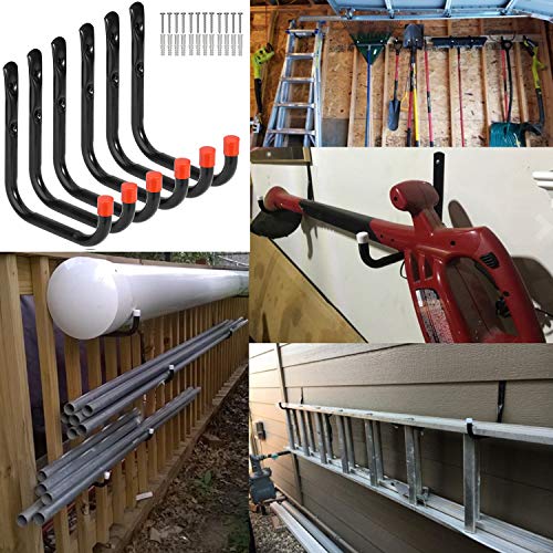 Heavy Duty Garage Storage Utility Hooks Wall Mounted Tools Hangers Organizer (6 Pcs Black 7.1
