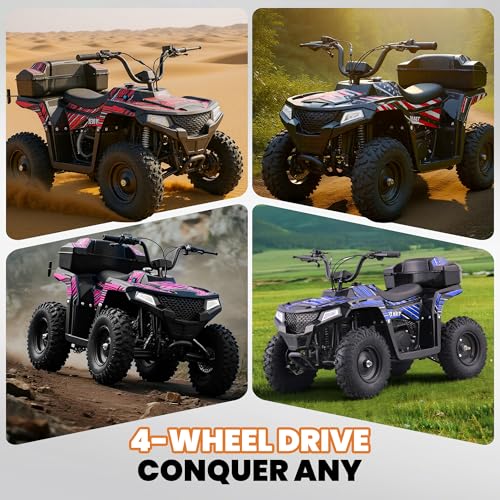Image of XW-A19 40CC Four Wheeler 4-Stroke Gas Powered ATV Quad for 6+, Kids 4 Wheeler with Parental Speed Control, 15 MPH Max, 165 lbs Capacity, Pull Start, LED Headlight and Rear Storage Box (Blue)