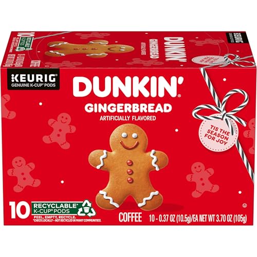 Dunkin' Gingerbread Artificially Flavored Coffee, Keurig K-Cup Pods, 10 Count Box