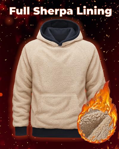 Boladeci Men's Sherpa Lined Hoodie Sweatshirts Heavy Fleece Cotton for Winter Cold Weather2