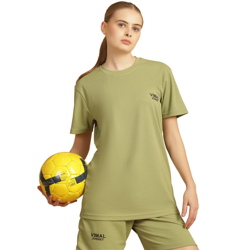 Image of Mack Jonney Solid Polyester Lycra Half sleeves Co-ord Set Trackuit For Women-P