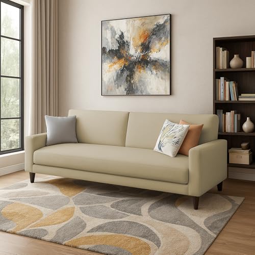 Image of Kathleen 3 Seater Sofa Set for Living Room - Foldable Convertible Couch Furniture for Home, Office or Guest Use, Modern Designer Stylish Comfortable (Cream)