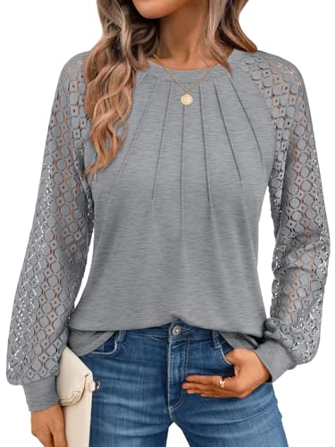 AUTOMET Womens Long Sleeve Shirts Lace Tops Business Casual Blouses...