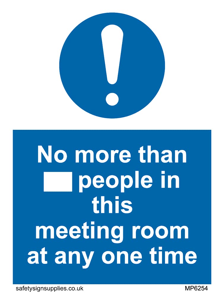 Pack of five - No more than xxx people in this meeting room at any one time Sign - 75x100mm - A7P