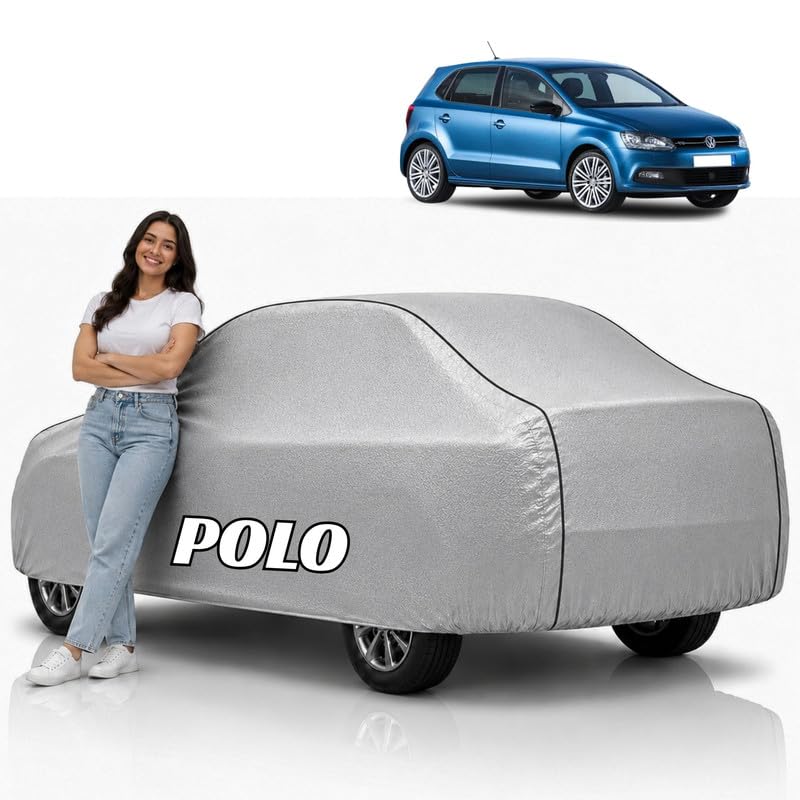 Image of Mind-Blowing 2026 100% Waterproof Polo Car Cover | Polyester Car Body Cover for Rain & Sun | UV Protection, Dustproof, Scratch Resistant, Windproof, Heat Resistant, Custom Fit (Silver)