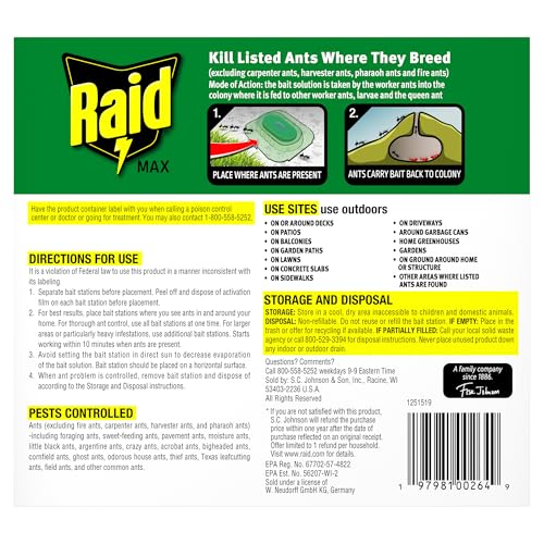 Image of Raid Outdoor Liquid Ant Bait, Starts Killing Listed Ants Within 24 Hours, Effective Outdoors, Pre-Filled and Ready-To-Use - 4 Count