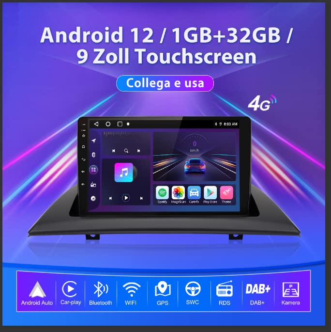 AWESAFE Android Autoradio für BMW E83 Android 12 Radio mit Navigation unterstützt Bluetooth FM/AM DAB+ WiFi WLAN USB… – Bild 3