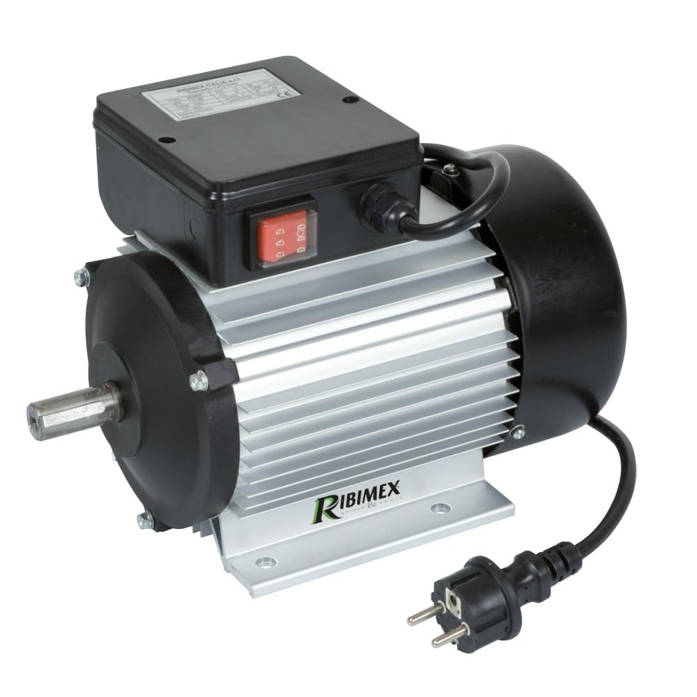 Ribimex Motore Elettrico Monofase 2 CV, 2750 Giri/Min, Carter in Lega di Alluminio Pressofuso, Rotazione Reversibile, Albero in Acciaio C-40 con Diametro 19 mm, Cavo da 1,20 m - M2M28