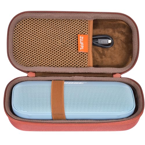ZUJFPL Funda rígida de EVA compatible con bocina Bluetooth Bose SoundLink Flex de 2ª generación/Bose SoundLink Flex, impermeable, a prueba de golpes y polvo, color rojo carmín