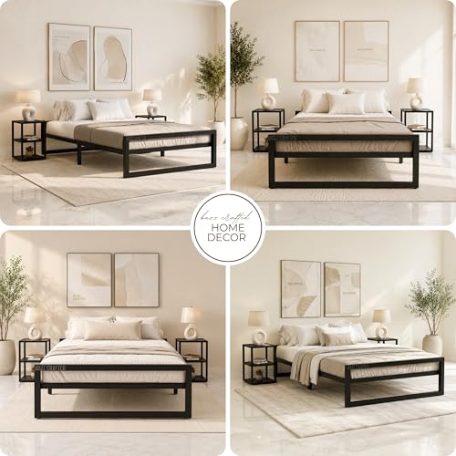 Image of Single Size Metal Bed Frame | Single Metal Bed | Single Bed Frame | SingleMetal Bed | Iron Bed Single | Steel Bed Single Size | Heavy Duty Platform Bed | Metal Slats | No Box Spring Needed | Black