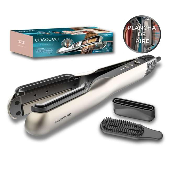 Cecotec Plancha de Pelo y Secador RitualCare Air Lisse 2in1 Aluminum. 1000W, Seca y Alisa, Motor Digital, 106000RPM, Plasma, Cerámica y Queratina, Ranura Alta Presión, Botón Aire Frío