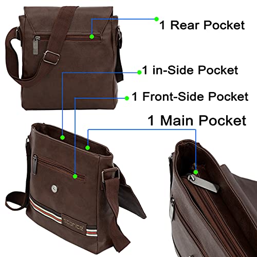 Image of Storite Stylish Small PU Leather Sling Cross Body Travel Office Messenger One Side Shoulder Bag With Adjustable Strap for Men & Women