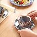 Henten Home Ceramic 8.5 oz Tea Cup Set, Latte Cup with Saucers Set of 6, Boho Style Cup for Cappuccino, Coffee, Hot Cocoa, Espresso, Microwave & Dishwasher Safe