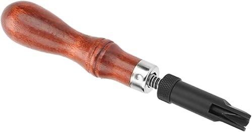 Miniatura 5 de Ranuradora de cuero, mango de madera profesional, mango de madera ajustable, tipo V, ranurado de cuero, herramienta para manualidades, ajuste para