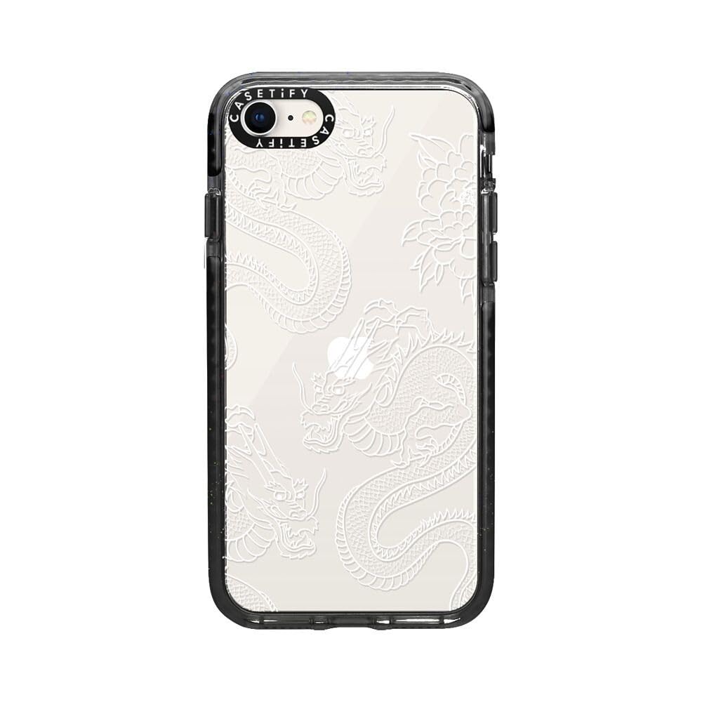 CASETiFY Impact Case for iPhone SE (2020/2022) and iPhone 7/8 - Dragons - Clear Black