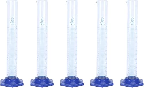 Cilindro de medición graduado de 8.5 fl oz, equipo de experimento científico de laboratorio de vidrio con base hexagonal, para laboratorio