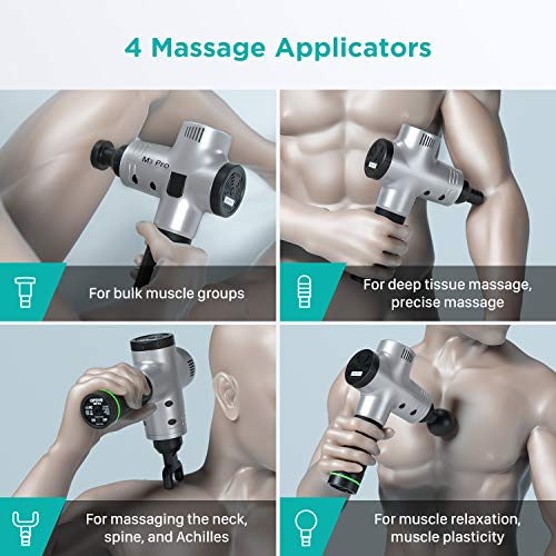 OPOVE M3 Pro Massage Gun Deep Tissue Percussion Muscle Massager for Pain Relief, Handheld Electric Body Massager Sports Drill Portable Super Quiet Brushless Motor, Silver - Thumbnail 6