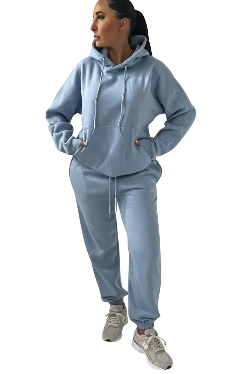 Femme Luxe Women's Tracksuit, Oversized Hoody and Jogger Set, Machine Washable, Available UK Sizes 8-16, Multicolour (UK, Numeric, 16, Regular, Regular, Light Blue)