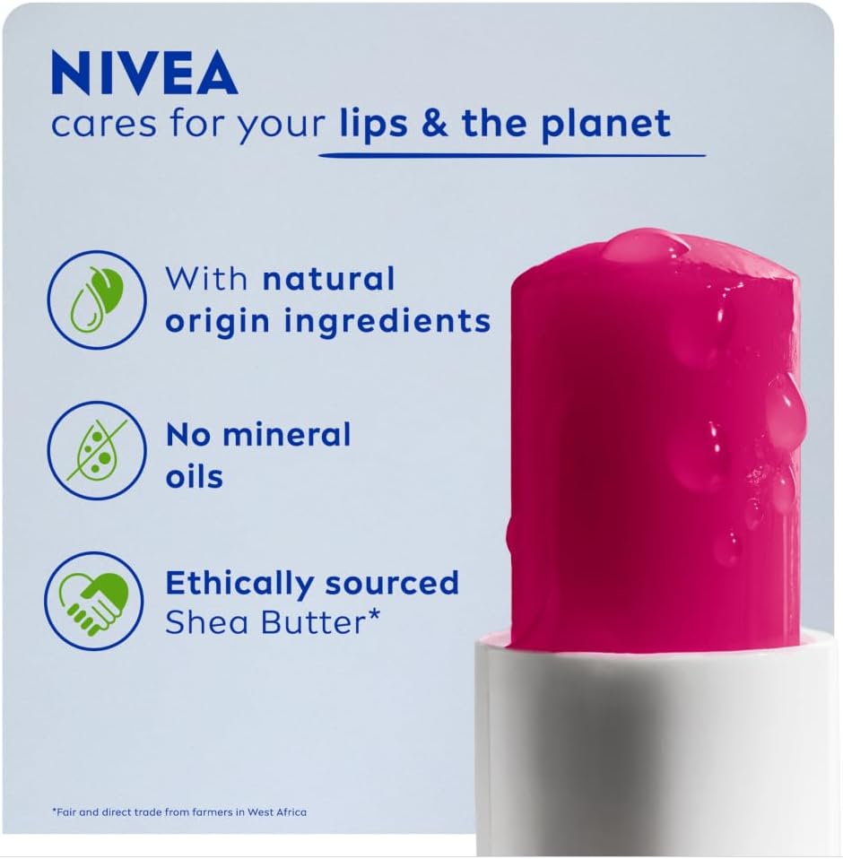Cherry Shine Lip Balm (4.8g), Flavoured Lip Balm with Shea Butter, Natural Oils and Vitamins, Provides 24h Moisture and a Soft Red Shine, Vegan Lip Care Formula