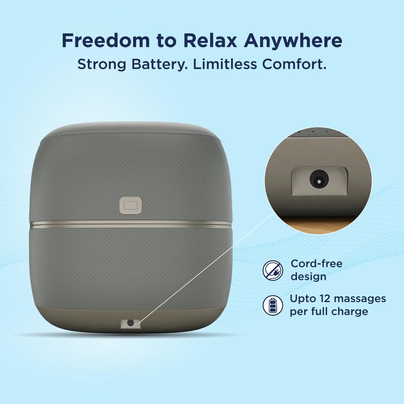 Image of The Sleep Company Wave X Foot Massager with Ottoman | 18 Custom Massage Styles | Shiatsu Rolling & Kneading, Vibration & Heat | 2-in-1 Convertible Design | Lasts up to 10 Sessions| Suede Finish | Grey Leatherette