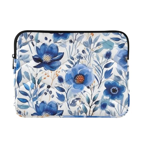 Funda para portátil 13-14 pulgadas con flores púrpuras y azules