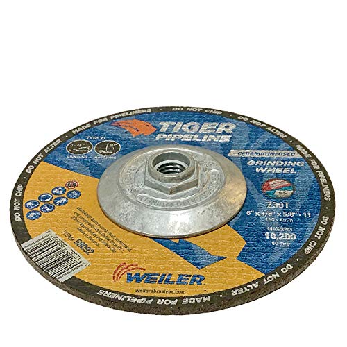 Image of Weiler 58092 6 inch x 1 /8 inch Tiger Pipeline, Z30T, Type 27, 5 /8 inch-11 Nut (Pack of 10), 6 inch Dia