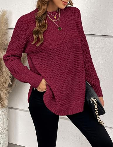 Womens Oversized Chunky Long Sweater Fall 2025 Trendy Dressy Casual Waffle Knit Crewneck Pullover Sweaters2