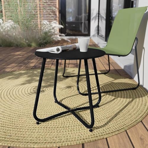 Decksplore Patio Side Table Waterproof Round Metal Steel Weather Resistant Portable Outdoor And Indoor End Table For Garden Balcony Yard thumb #1