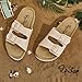 PepStep Slide Sandals for Women with Soft Cork Footbed and Strap, Ladies Fashion Platform Slide Sandals Comfortable Slip On Style(8,PLTFraffia)