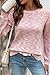 SHEWIN Womens Fall Fashion 2025 Long Sleeve Shirts Waffle Knit Lace Tops Dressy Casual Tunic Top Loose Fit Fall Sweaters for Women 2025, Pink, M