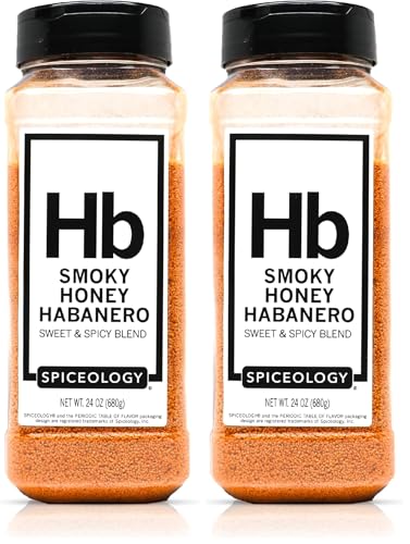 Spiceology - Smoky Honey Habanero - Sweet &amp; Spicy BBQ Rub for Smoking or Grilling - Use On: Chicken, Wings, Pork, Steak, Nuts, Butter, Bacon, or Burgers - 24 oz (Pack of 2)