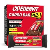 Enervit, Carbo Bar C2:1PRO Brownie, Barrette Energetiche, 30g di Carboidrati, Gusto Cioccolato, Per Attività di Endurance, +50% di Carboidrati Assorbiti, Senza Glutine, VeganOk, 12 Barrette da 45g