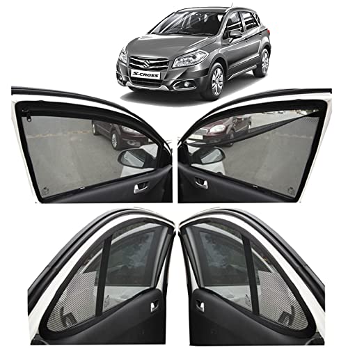 Image of Autofact Magnetic Car Sunshades Compatible with Maruti Scross (Set of 4) - Easy Installation, UV Protection, Keeps Car Cool (Front 2 with Zippers for Easy Access, Rear 2 Without Zippers)