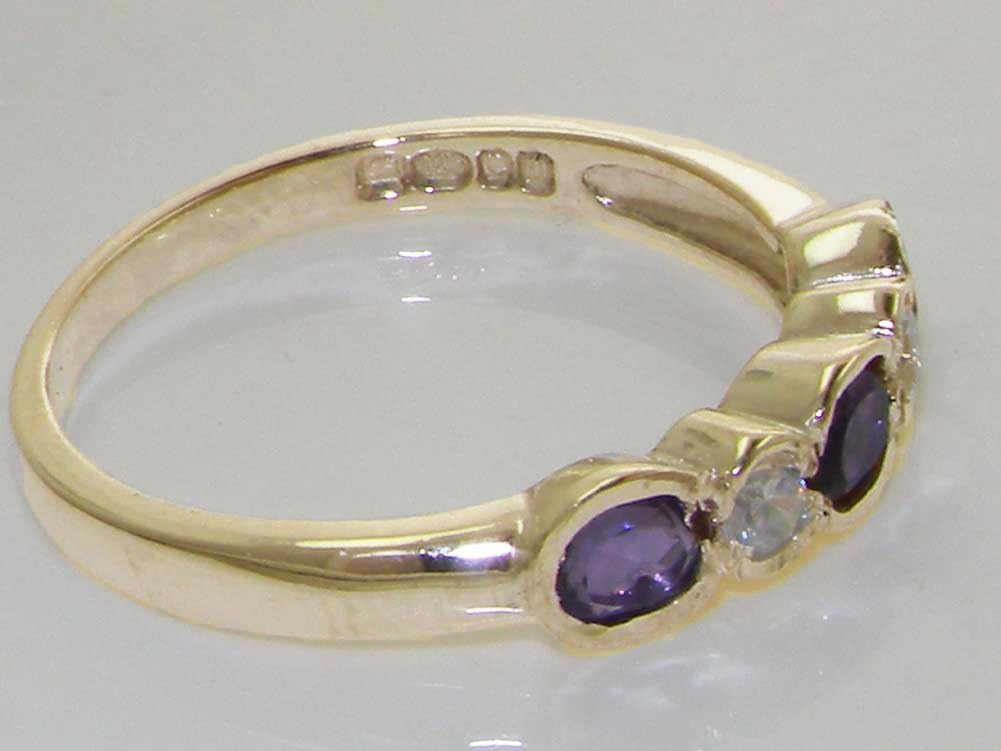 LBG 18k Yellow Gold Natural Amethyst and Diamond Womens Eternity Ring - Sizes 4 to 12 Available